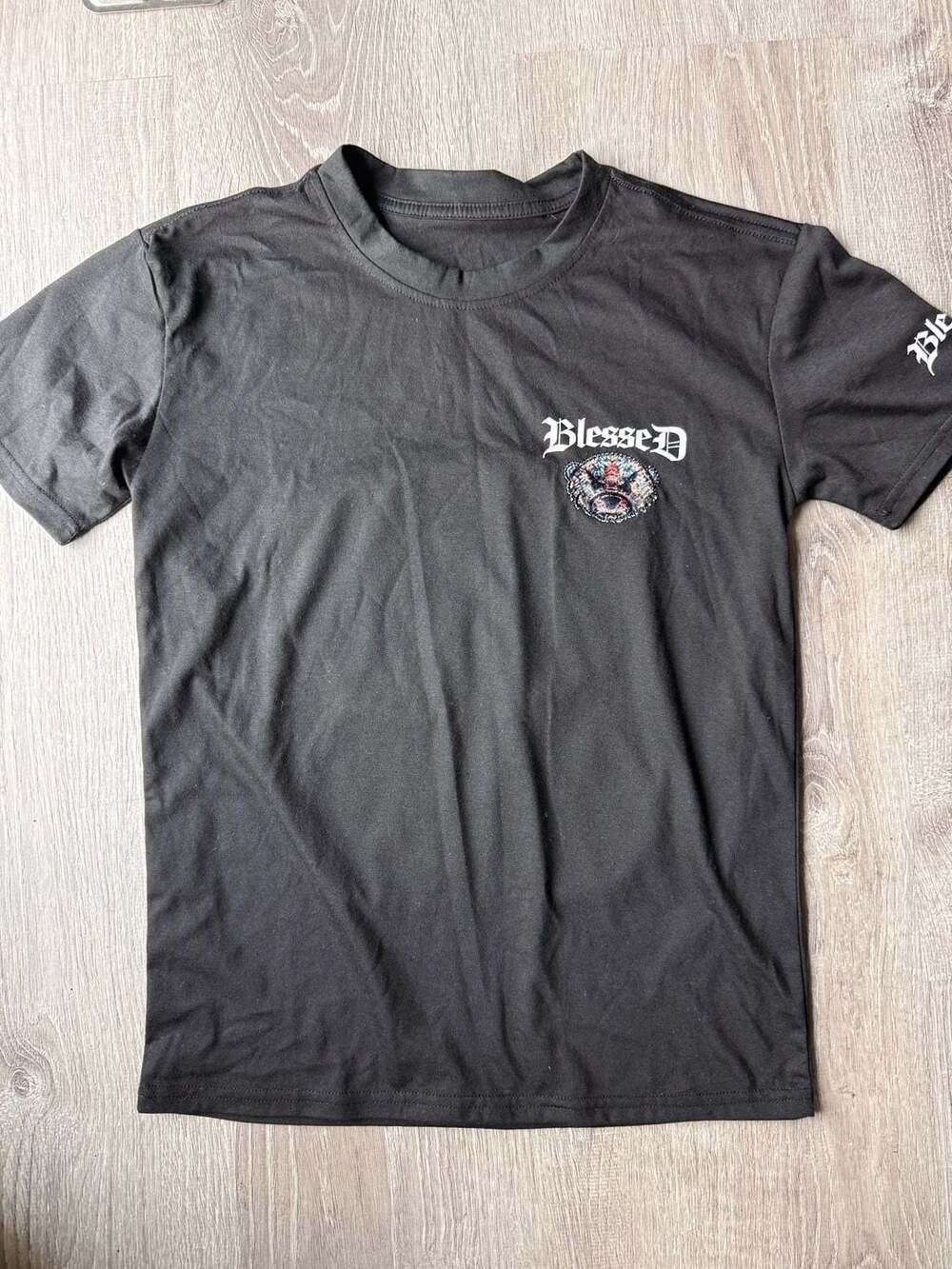 Blessed Success Comes With Purpose Tapestry Bear Graphic Black T-Shirt